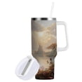 thumbnail image 2 of 40 oz Insulated Stainless Steel Tumbler Double Wall Stainless Steel Tumbler with 2-Way Drinking Oil Painting Of Giraffe, 2 of 9
