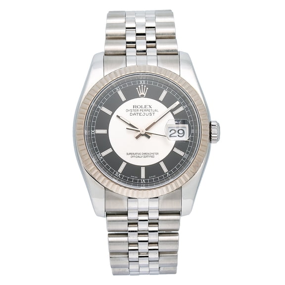 Pre-Owned Rolex Datejust 116234 36mm Black Dial Stainless Steel Jubilee Bracelet Watch
