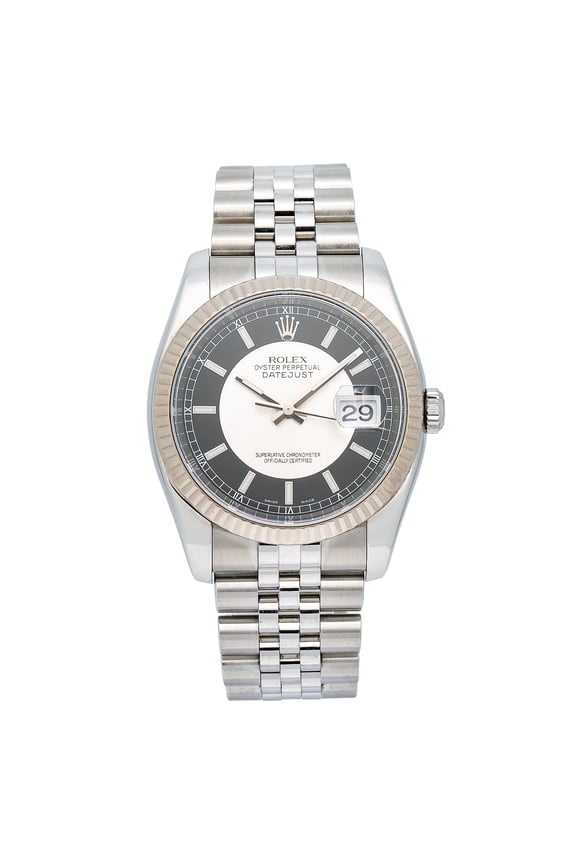 Pre-Owned Rolex Datejust 116234 36mm Black Dial Stainless Steel Jubilee Bracelet Watch