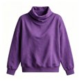 thumbnail image 4 of Tqcoqu Women's Solid Turtleneck Pullover Sweatshirt,Drop Shoulder Long Sleeve Side Pockets Loose Casual Tops For Fall Winter,Purple Women's S-XXL, 4 of 6