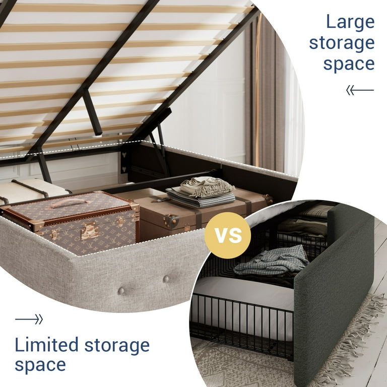 yk様オーダーページ Allewie Upholstered Fabric King Size Bed Frame with Lift Up