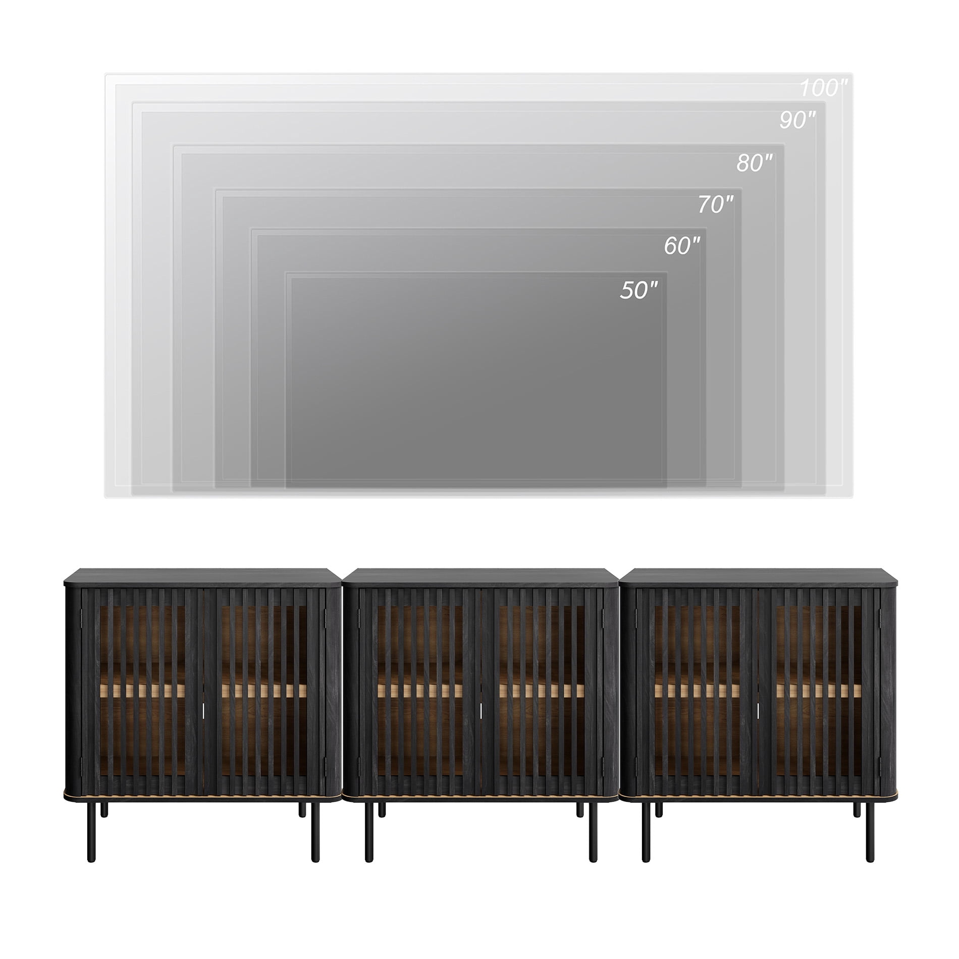 94.5" TV Stand for TVs up to 100", Entertainment Center Media Console Table for Living Room Bedroom, Black