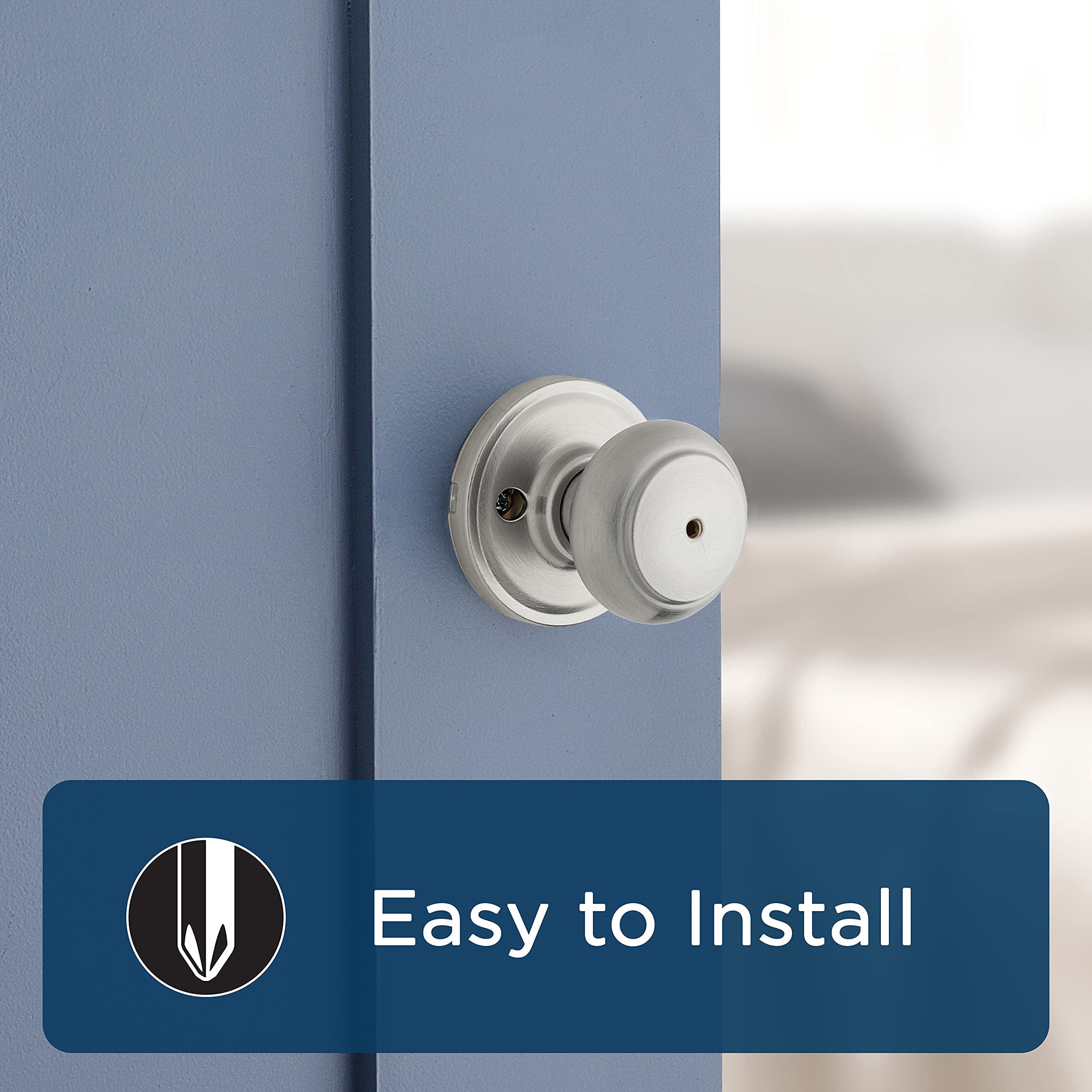 Weiser Lock GA331T Troy Privacy Door Knob Set from the Welcome Home Series, Satin Chrome
