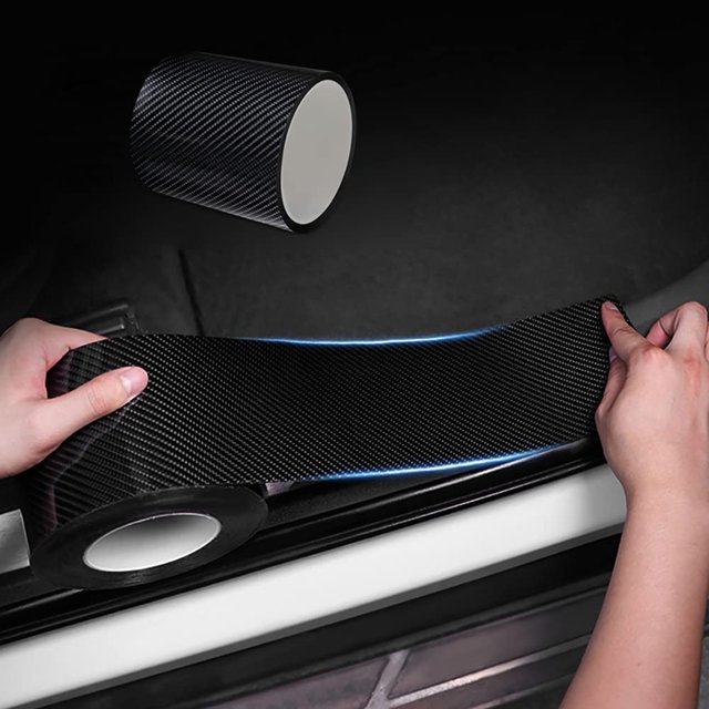 Protectores de borde de entrada de puerta, cubierta antiara?azos, protector de alféizar Película de automóvil de fibra de carbono 5D, película anticolisión de un solo adhesivo para automóvil, adecuada para la mayoría de las piezas de automóviles LingWen 8390612138430