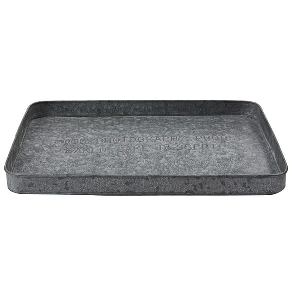 ACKEIVTO Rectangular Galvanized Metal Tray for Home Decor, Rustic