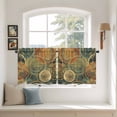 thumbnail image 3 of Vintage Geometric Tier Curtains, Watercolor Abstract Art Light Filtering Kitchen Curtains, 2Pcs Rod Pocket Half Window Treatments Panels for Sink Cafe Cabinet Camper 27.5x36 Inches, 3 of 9