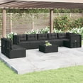 thumbnail image 1 of vidaXL 8 Piece Garden Lounge Set with Cushions Black Poly Rattan, 1 of 5