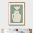 thumbnail image 3 of IDEA4WALL Framed Canvas Wall Art Minimal Pastel White & Green Garden Flower Vase Modern Art Nordic Abstract Digital Art Contemporary Artwork for Living Room, Bedroom, Office - Natural 16"x24", 3 of 5