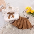 thumbnail image 4 of Gerichy Girls Summer Outfits, Girls Solid Color Cotton And Linen Retro Versatile Sleeveless Vest Shorts Two Piece Set, 4 of 9