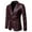 Burgundy, variant on Men's Faux Leather Blazer Jackets Notch Lapel Long Sleeve 2 Button Slim Fit Sports Coat Single Breasted Pockets Burgundy 42