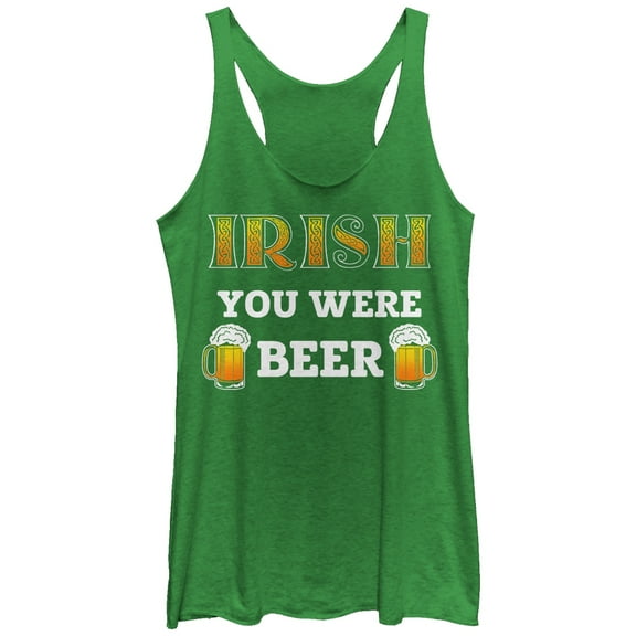 Women's Lost Gods Irish You Were Celtic Racerback Tank Top Envy Green Small