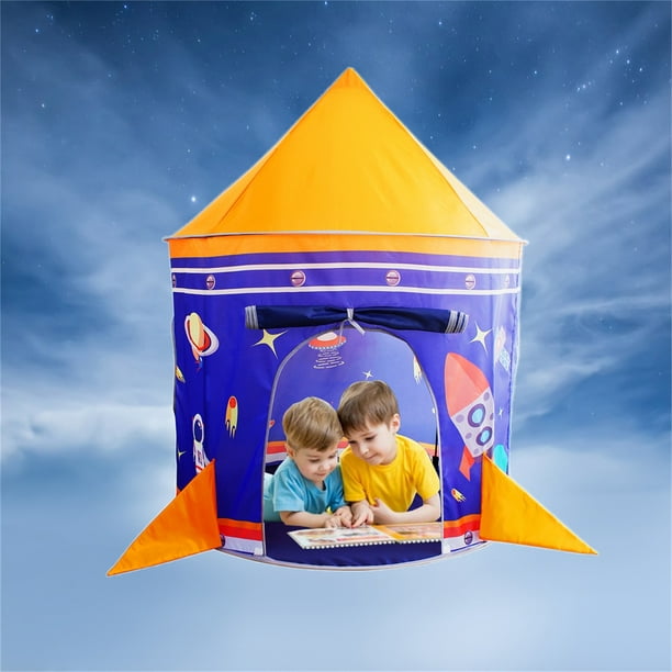 Tente de jeu pour enfants sur le thème de l'espace maison pour garçons et  filles (bateau à fusée)