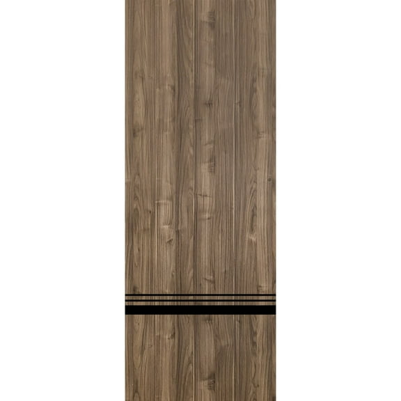 Slab Barn Door Panel 18 x 80 inches | Planum 0012 Walnut with Frosted Glass | Sturdy Finished Interior Doors | Pocket Closet Sliding