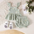 thumbnail image 2 of UAYOTSE Toddler Baby Girl Summer Outfit 6 12 18 24 Months 2T 3T Flowers Crew Neck School Wear Short Sleeve T Shirt Tops and Shorts 2 Pcs Clothes Set,Sizes 6-12 Months, 2 of 5
