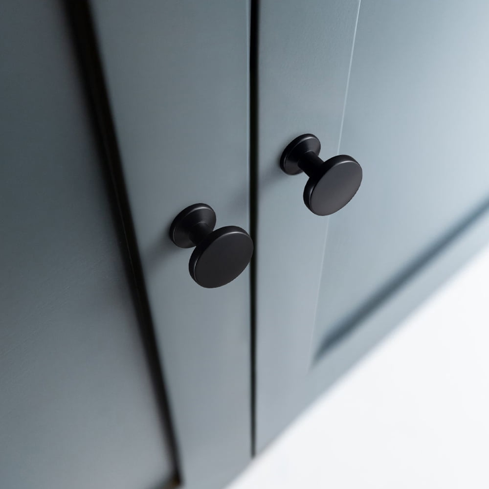 Goo-Ki Set of 12 Sleek Matte Black Cabinet Knobs with Cylindrical Stem, Modern Kitchen Drawer Handles Minimalist Dresser Hardware