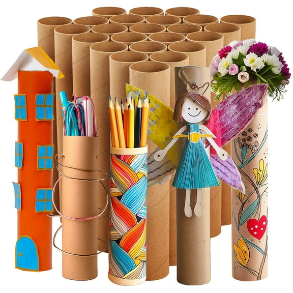 Bright Creations Cardboard Tubes - Paper Towel Rolls for Crafts - Paper Towel Cardboard Tubes - 10 in Length, 1.7 in Diameter, Brown, Pack of 24
