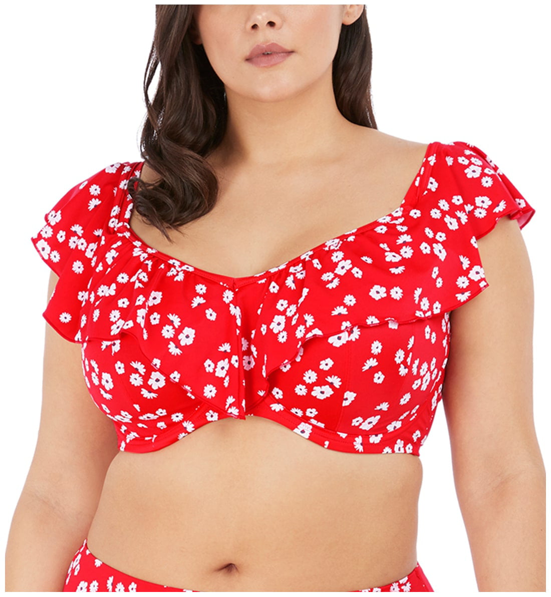 Red Floral W/gauze Fishnet Decoration Women Panties,bikinis ILUSION Size L
