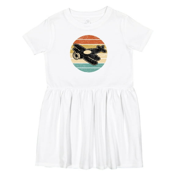 Inktastic Vintage Airplane Retro Sunset Girls Toddler Dress