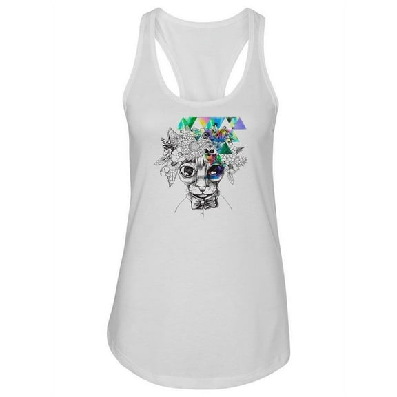 Sphynx Cat With Floral Wreath Tank Women -Image by Shutterstock, Female Small