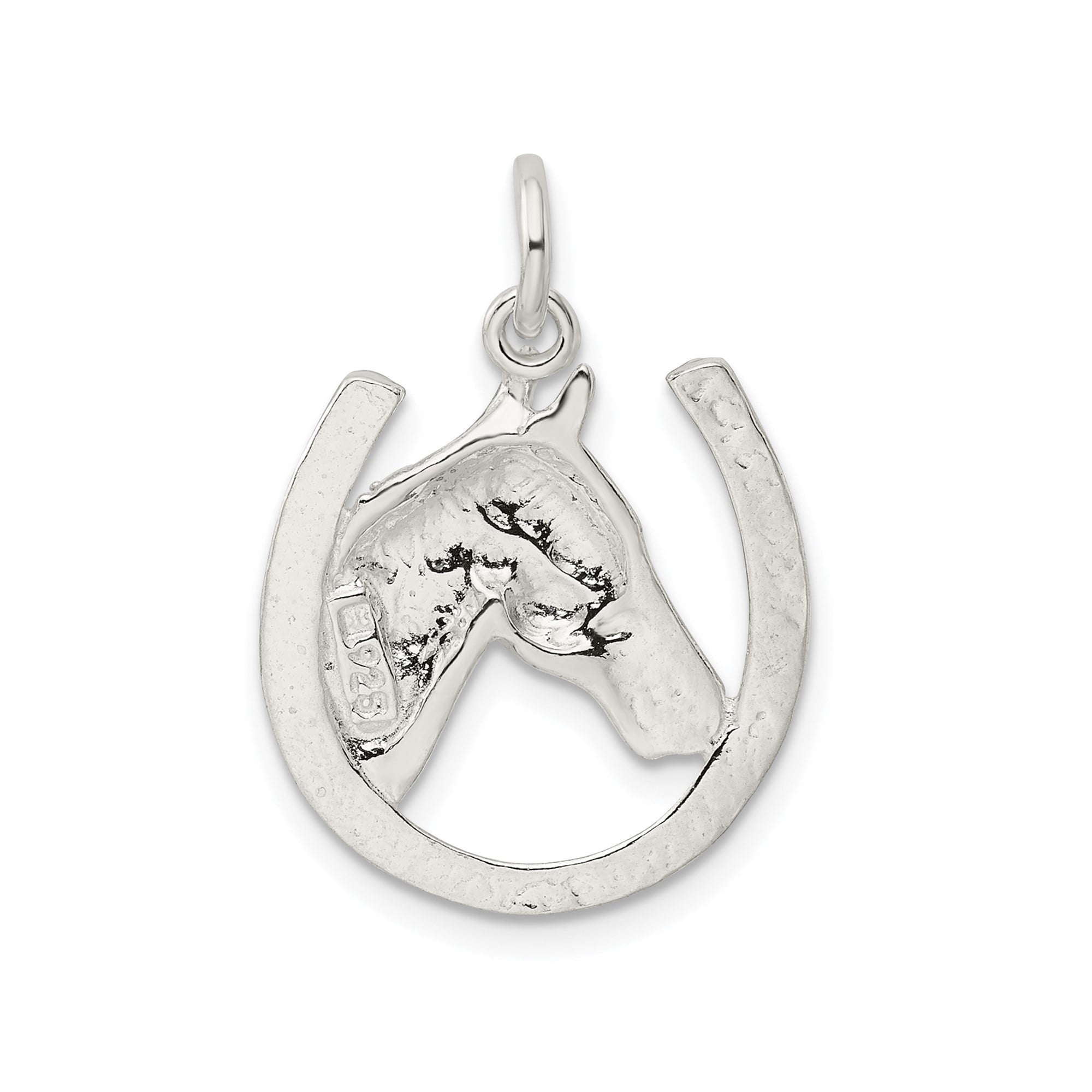Sterling Silver Horse Head Pendant with Horseshoe Frame, Equestrian Necklace for Women or Unisex, Western Rodeo Jewelry Symbolizing Strength Freedom and Good Luck