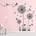 thumbnail image 2 of Adhesivos de pared para dormitorio, sala de estar, grandes flores de diente de león, pegatinas de pared y murales, 1 juego, decoración de pared grande negra con mariposas, 2 of 6