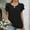 Black, variant on Cutout Double Layer Sleeve Blouses for Women V Neck Short Sleeve Solid Color Loose Chiffon Summer Lightweight Breathable Tops