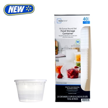 Mainstays 40 Piece 16oz Plastic Deli Container, Ideal Use for Meal Prep and Batch Cooking
