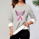 thumbnail image 1 of Heisall Womens Thermal Tops Fall Winter Love Breast Day Print Round Neck Long Sleeve Thickened Fleece-Lined Plush Sherpa Fitted Casual Daily Wear, 1 of 3