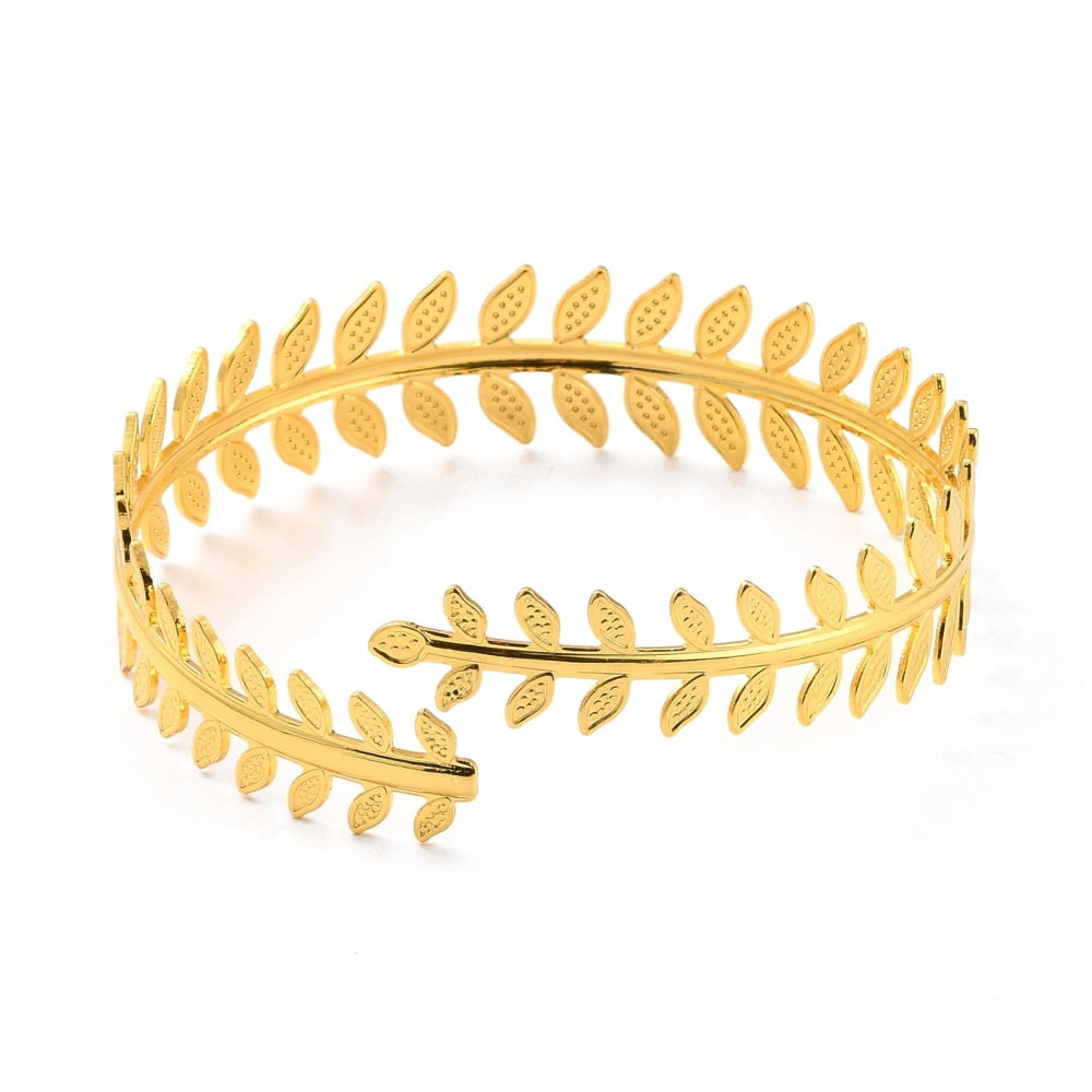 Gold Cuff Bracelet For Women - Adjustable Open Bangle, Hammered Brass, Medium Size
