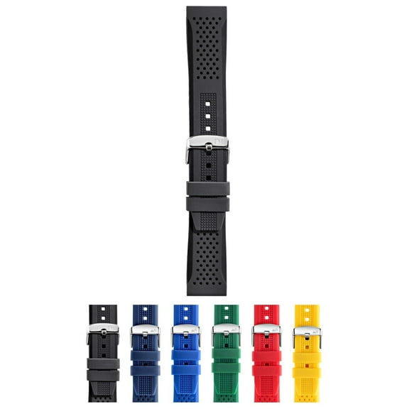 Morellato Sile Silicone Watch Strap - Black - 20mm - Chrome-plated Stainless Steel Buckle - RUBBER Collection