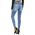thumbnail image 4 of Pantalones vaqueros de cintura alta para mujer, ajustados, elásticos, ajustados, con control de barriga, pantalones vaqueros 143-blue10, 4 of 5