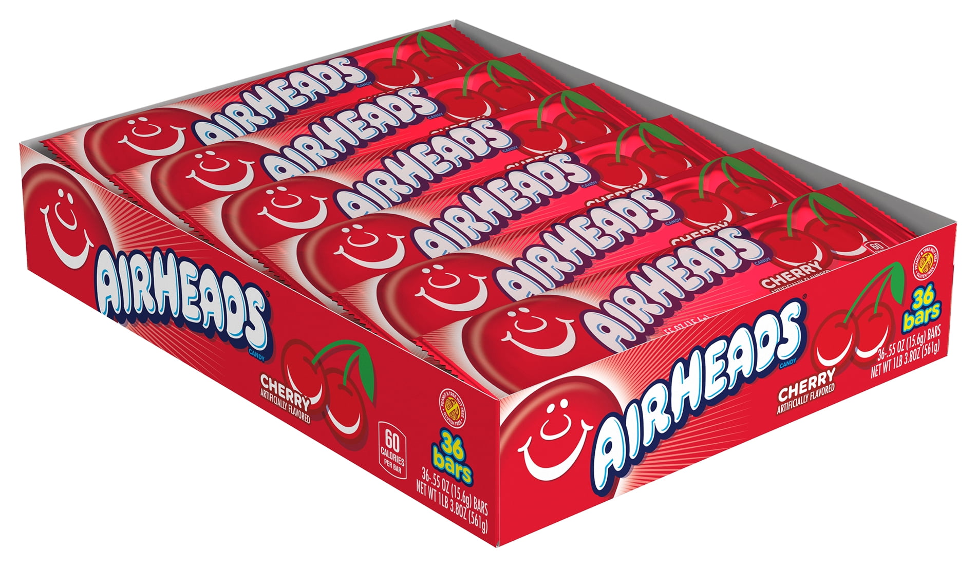 Airheads Candy Individually Wrapped Bars, Cherry, 36 Count
