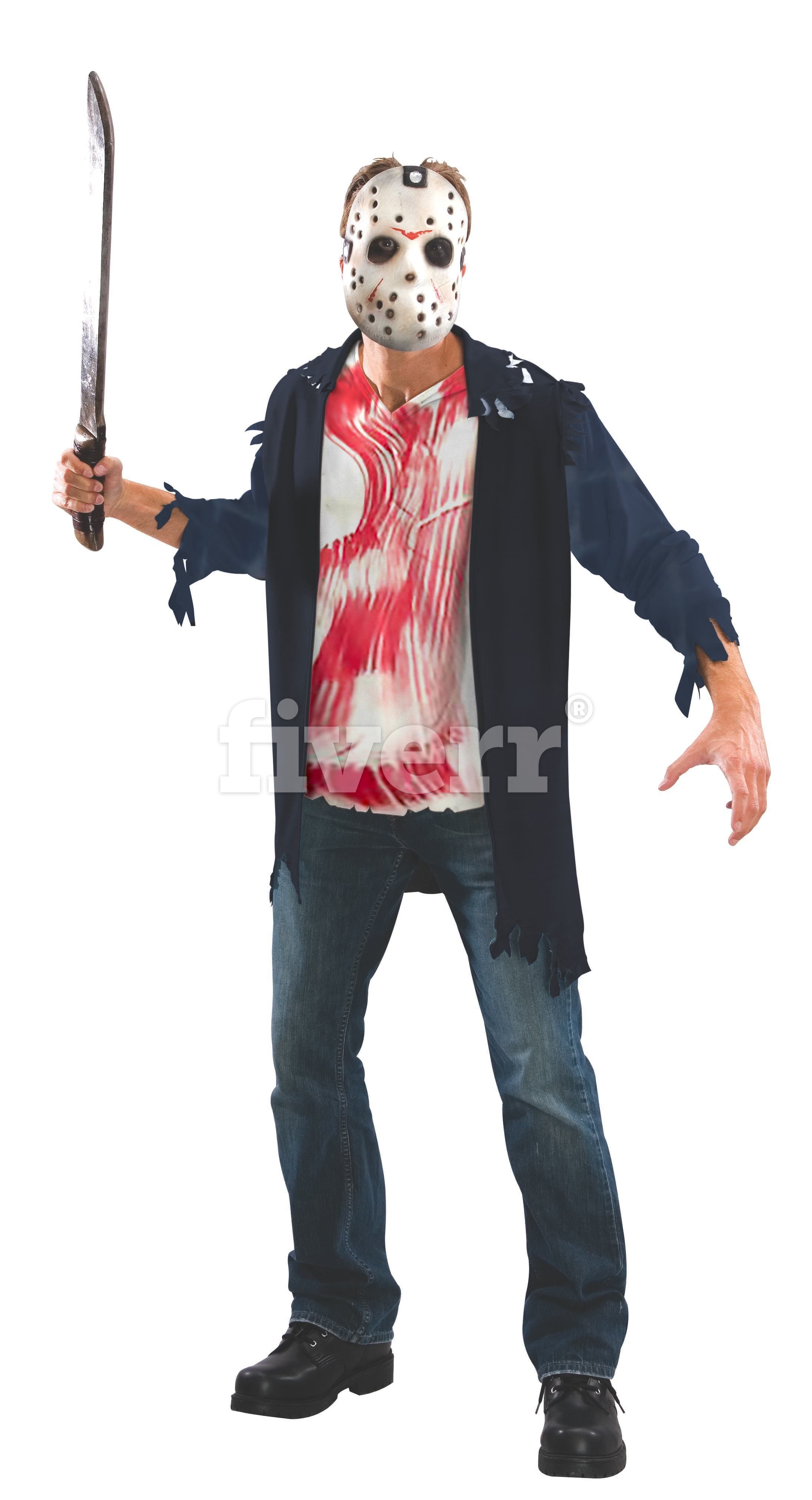 Adult JASON VOORHEES Friday 13th Fancy Dress Horror Evil Kit Halloween Costume