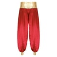 thumbnail image 4 of Eandarui Men's Arabian Prince Costume Harem Pants Lantern Long Pants Carnival Party Pants Burgundy M, 4 of 6