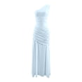 thumbnail image 4 of EliteGoogv Womens Bodycon Dresses One Shoulder Asymmetric Ruched Long Dresses For Women Slim Fit Satin Formal Evening Party Dresses Blue, 4 of 7