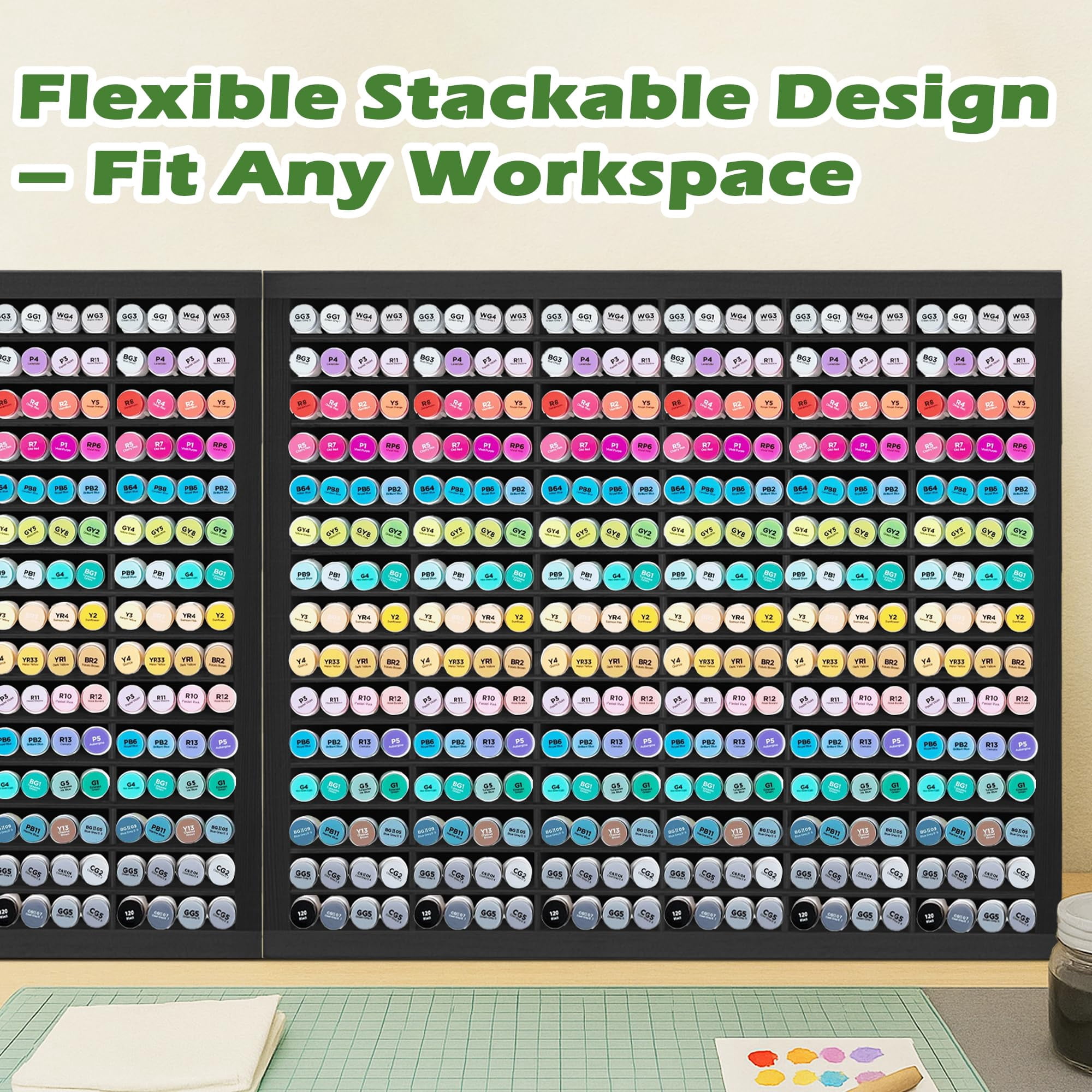 Markers Organizer With 90 Compartments For 360 Marker Storage Art Pens Rack Watercolor Brushes Holder Desk