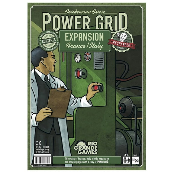Power Grid: France/Italy Expansion - Economic Board Game - Expansion to Power Grid and/or Power Grid: Recharged. Ages 13 , 2-6 Players, 60-120 Min Game Play