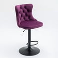 thumbnail image 3 of PORKISS Bar Stools, Velvet Adjustable Swivel Barstools with Back Set of 2, Modern Upholstered Kitchen Island Chairs with Tufted for Home Bar, Purple, 3 of 11
