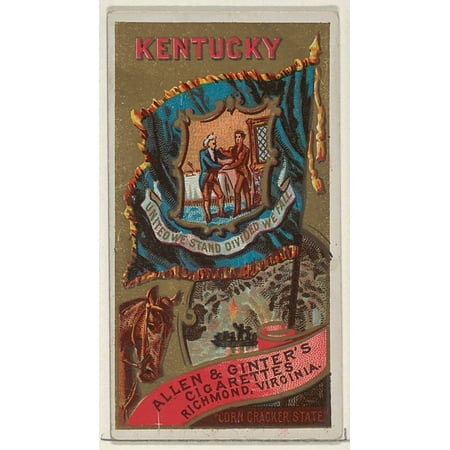 Kentucky from Flags of the States and Territories (N11) for Allen & Ginter Cigarettes Brands Poster Print (18 x (Kentucky Best Cigarettes Coupons)