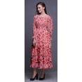 thumbnail image 3 of Bimba Robe à Fleurs pour Femme à Manches Longues, Smockée, Col Rond, à Volants, Maxi d'Été, Très Petit, 3 of 5