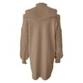 thumbnail image 4 of Fiaer Sweater Dresses for Women Turtleneck Long Sleeve Thermal Warm Loose Fit Casual Trendy Mini Dress Khaki XL, 4 of 5