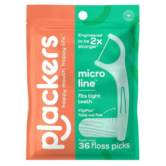 Plackers Micro Line Floss Picks Fresh Mint 36 Count (6 Pack)