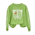 thumbnail image 5 of Halloween Skeleton Printed Sweatshirt For Women Fall Fleece Lined Crewneck Long Sleeve Pullover Tops S-XXL, 5 of 6