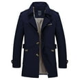 thumbnail image 1 of DPTALR Men Casual Solid Turndown Single-breasted Windbreaker Side Slit Pocket Multi-button Coat, 1 of 2