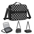 thumbnail image 4 of Gray and Black Checkered Pattern Insulated Lunch Bag with Shoulder Strap and Bottle Holder,Bento School Lunch Bag Box,11x9.5x3.5 Inches, 4 of 4