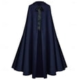 thumbnail image 2 of YOIAVAIOY Renaissance Medieval Gothic Halloween Cloaks for Men Hooded Full Length Front Tie Cape Costume Party Outerwear Navy S, 2 of 7