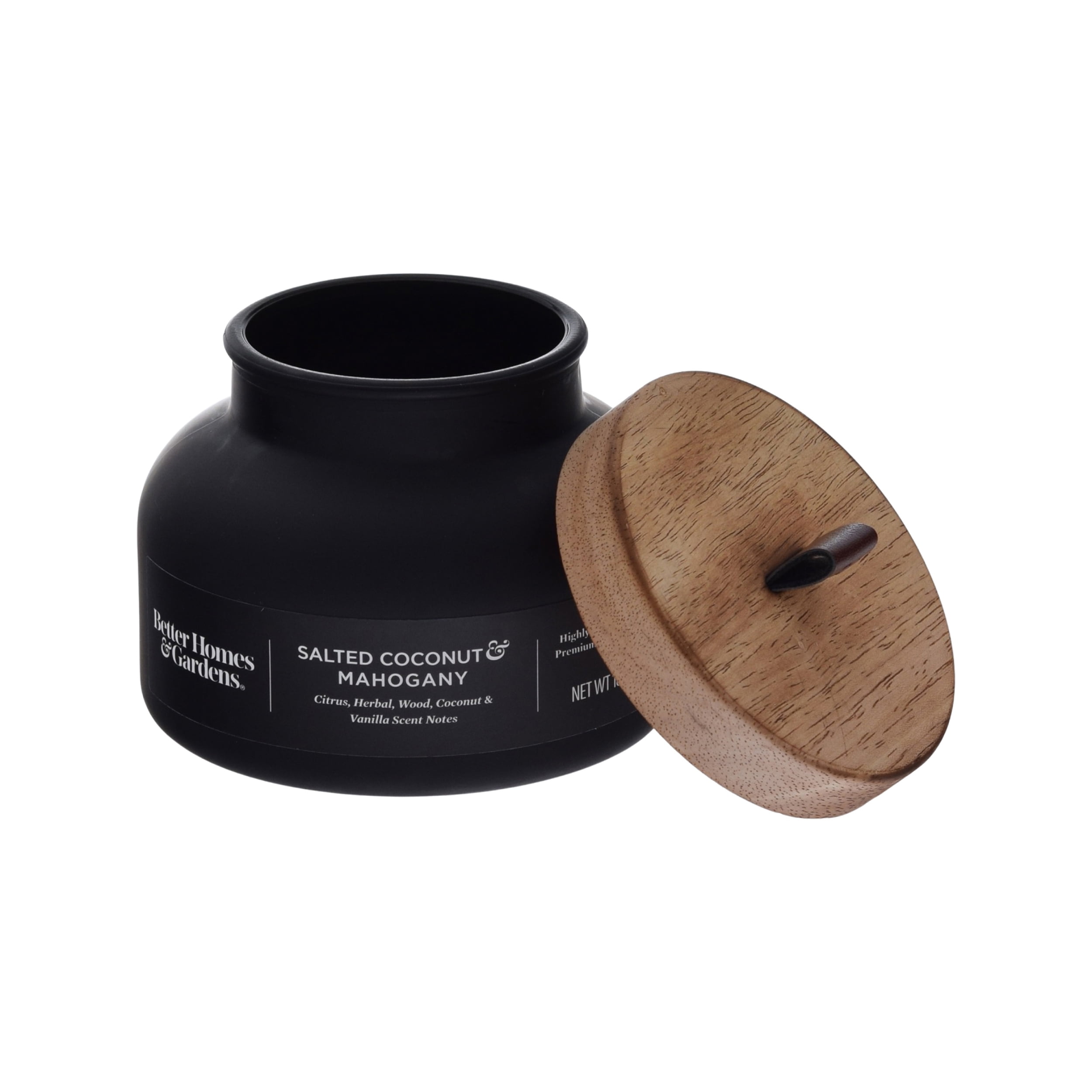 (4 pack) Better Homes and Gardens Salted Coconut Mahogany Scented Wooden Wick Bell Jar Candle 18oz.