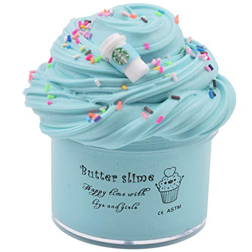 Stress Relief Scented Slime Toy for Kids Education 7oz 200ML Blue Butter Slime Non-Sticky and Glossy Slime Party Favor and Birthday Gift 