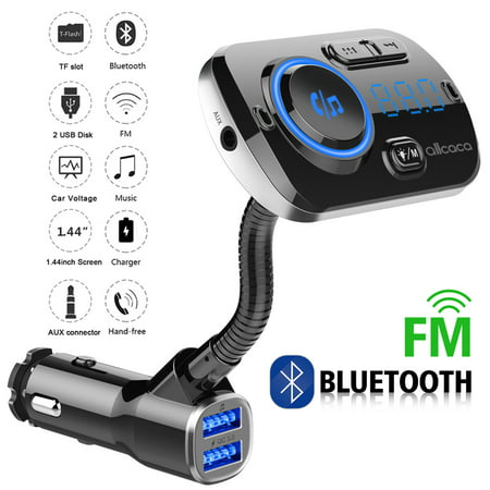 Wireless Bluetooth Car FM Transmitters, Music Player Wireless Audio Adapter Receiver Hands Free Car Kit with QC3.0 Charging and 7-Color Backlit, 4 Play (Best Android Music Player For Car)