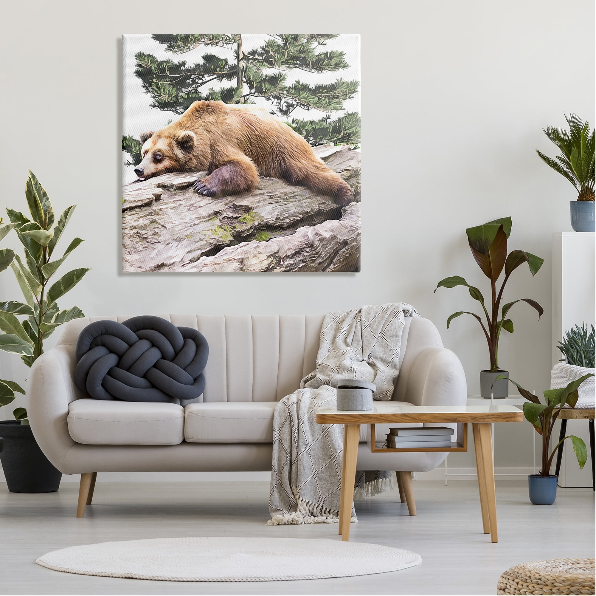 Stupell Sleeping Brown Bear Wildlife Animals & Insects Painting Gallery Wrapped Canvas Print Wall Art